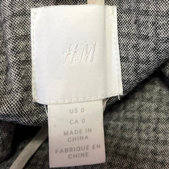 H&M Multicolor Plaid Checkered Notch Collar Trench Over Coat Blazer Jacket Sz 0 - Picture 4 of 5